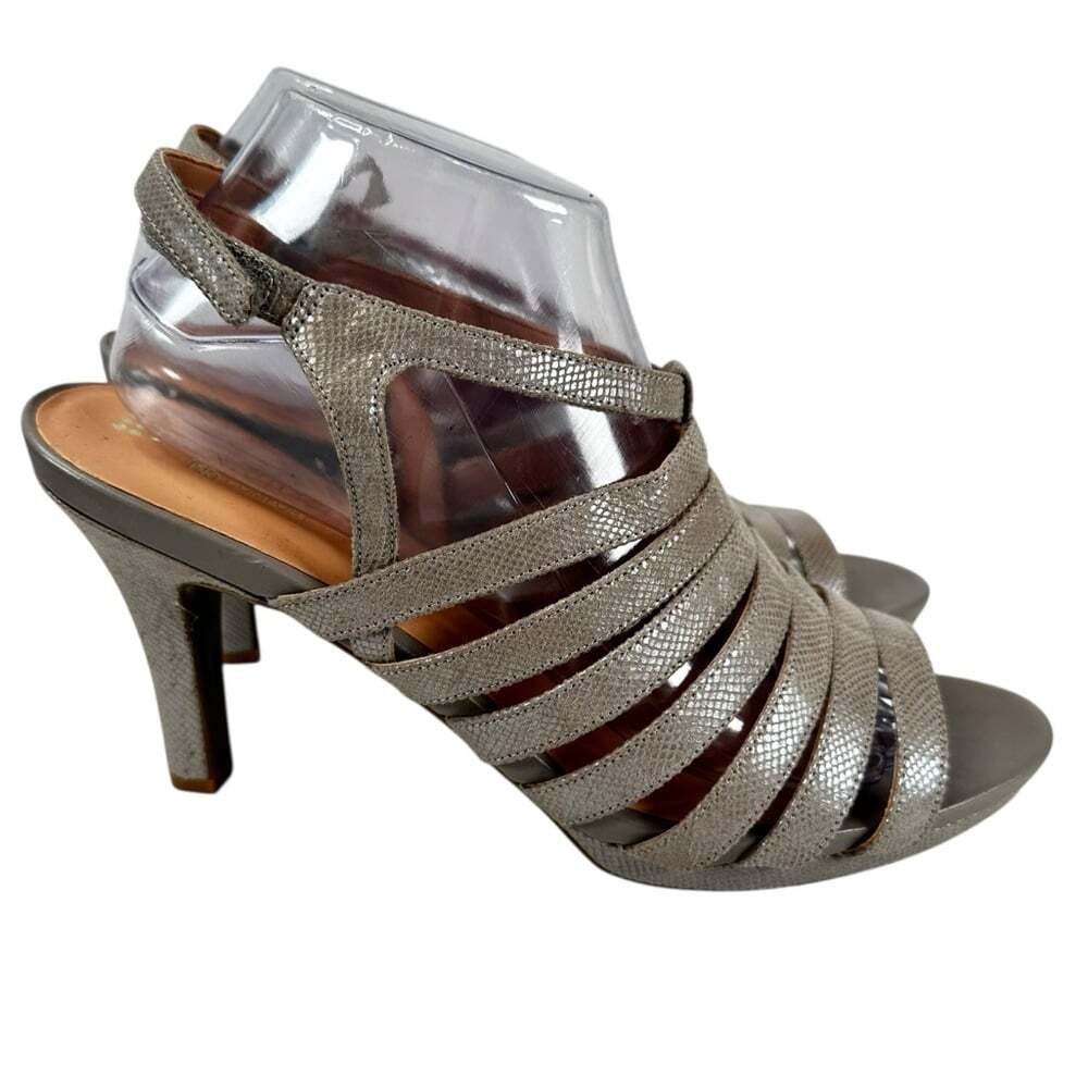 Naturalizer Nolana Silver Heels Size 10 Slingback Sandals Sparkly Night-Out
